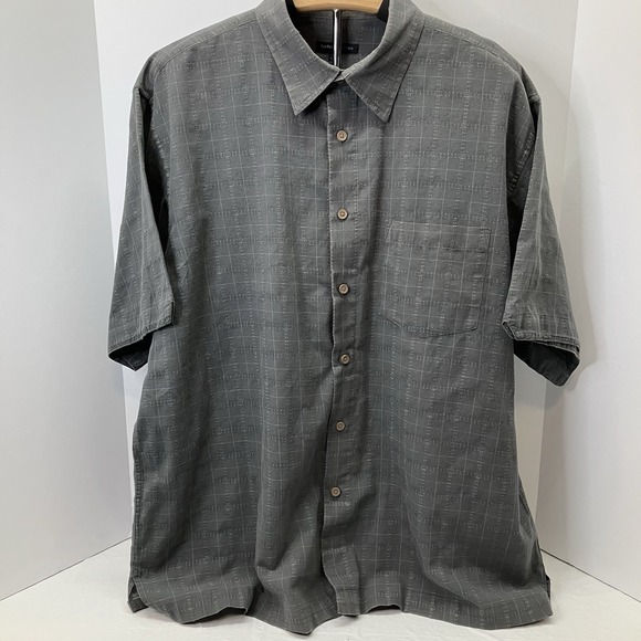 Van Heusen Mens Gray Patterned 100% Cotton Short Sleeve Button Down Shirt‎ Sz XL - Picture 2 of 5